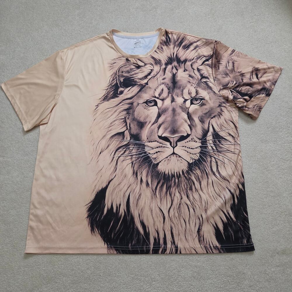 T-Shirt Lion's Head Offset Graphic Unisex 5XL Short Sleeve Crew Neck Streetwear